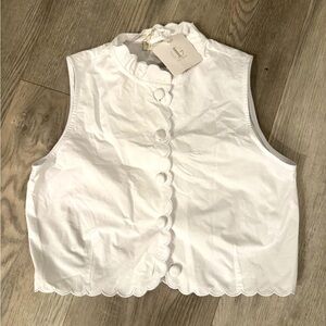 Vita Grace Paulette scalloped cotton top